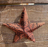 Vintage Fabric & Metal Star Ornament - 3 Colors