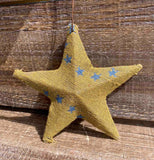 Vintage Fabric & Metal Star Ornament - 4 Colors