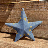 Vintage Fabric & Metal Star Ornament - 4 Colors