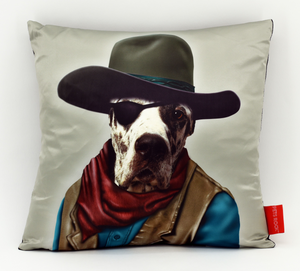 Cowboy Dog Pets Rock Throw Pillow