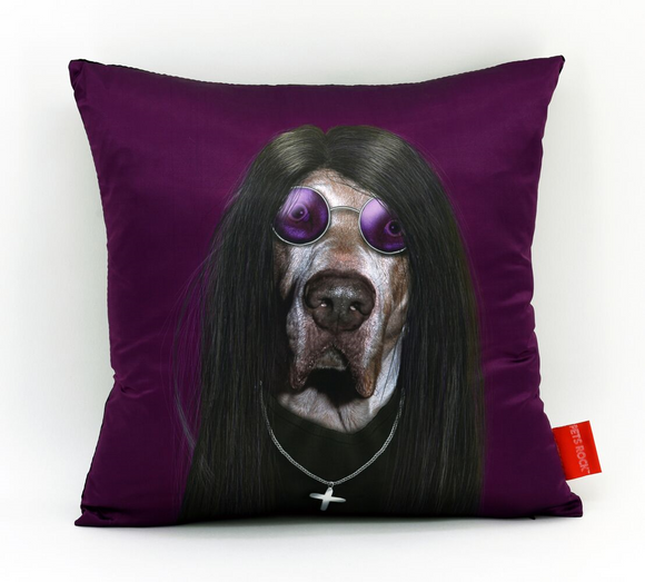 Metal Dog Pets Rock Throw Pillow