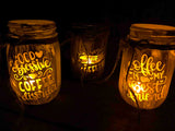 Painted Life Begins After Coffee Pint Votive Jar (Tea light not included)