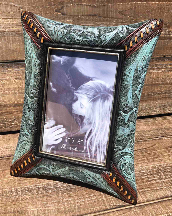 Turquoise Tooled Picture Frame