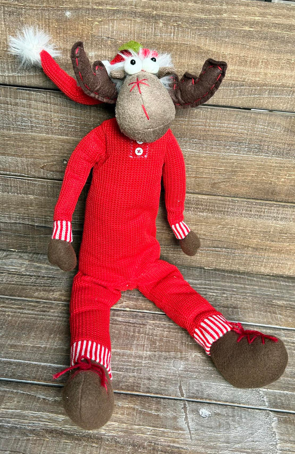 Plush Sitting Christmas Moose