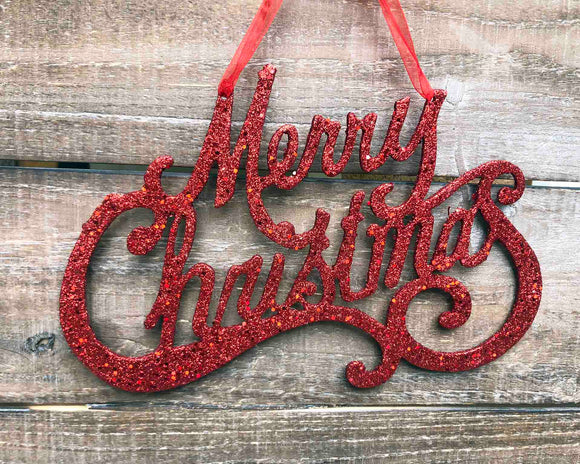 Glitter Merry Christmas Sign