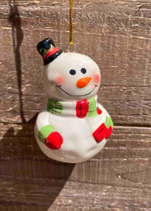 Ceramic Snowman Ornament - 3 Styles