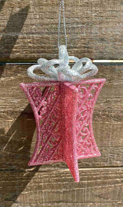 Glitter Filigree Present Ornament - 3 Styles