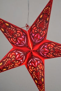 24" Red Meditation Glitter Paper Star Lantern (Light Not Included)