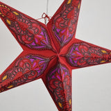 24" Red Meditation Glitter Paper Star Lantern (Light Not Included)