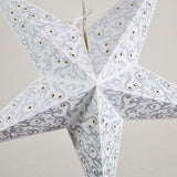 24" Silver Bramble Glitter White Paper Star Lantern (Light Not Included)